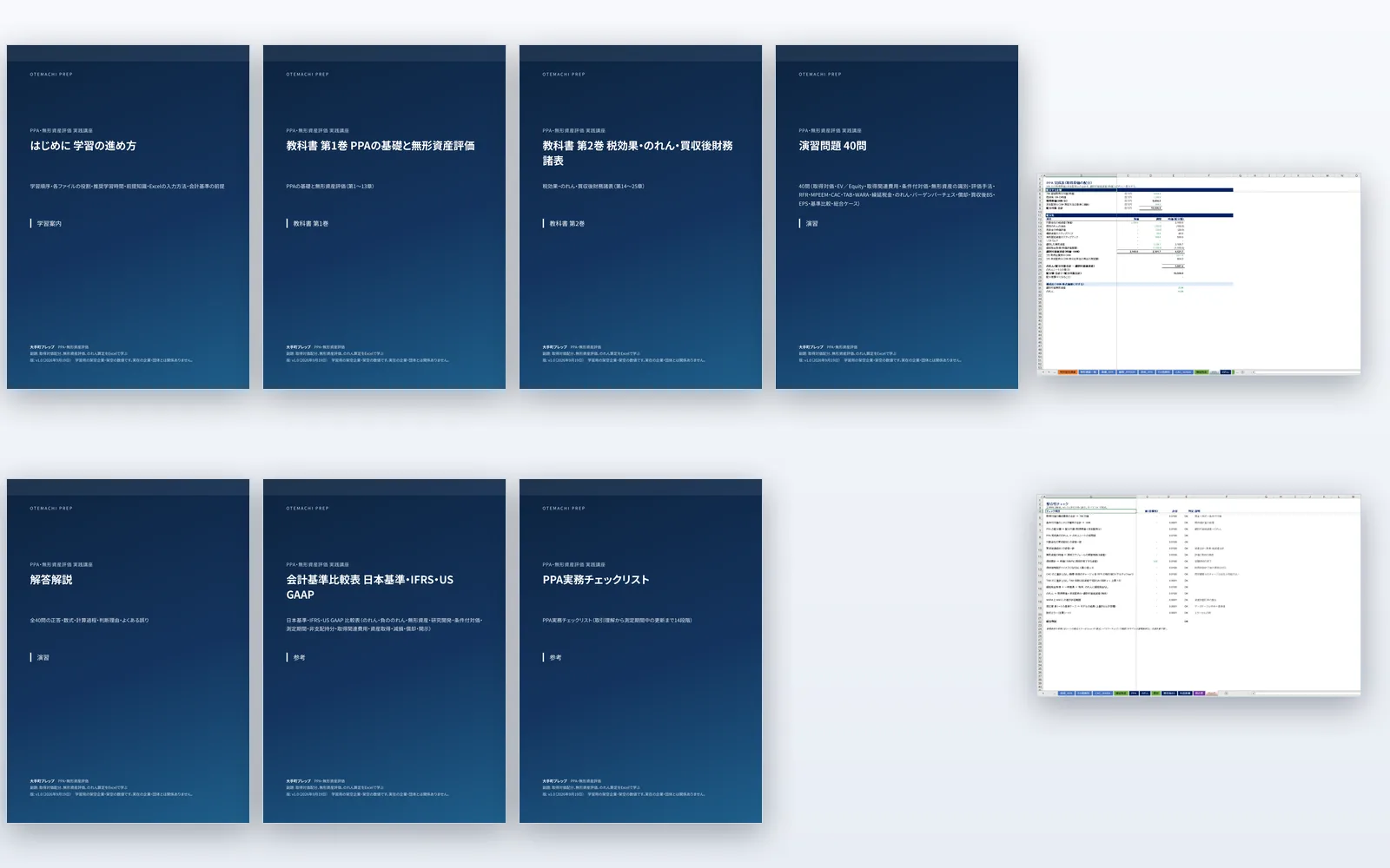 PPA・無形資産評価 実践講座の教材一式(PDF7点・Excel2ブック)